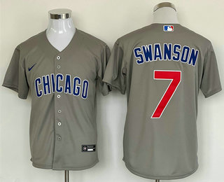 Men%27s Chicago Cubs #7 Dansby Swanson Grey Stitched MLB Cool Base Nike Jersey->chicago white sox->MLB Jersey